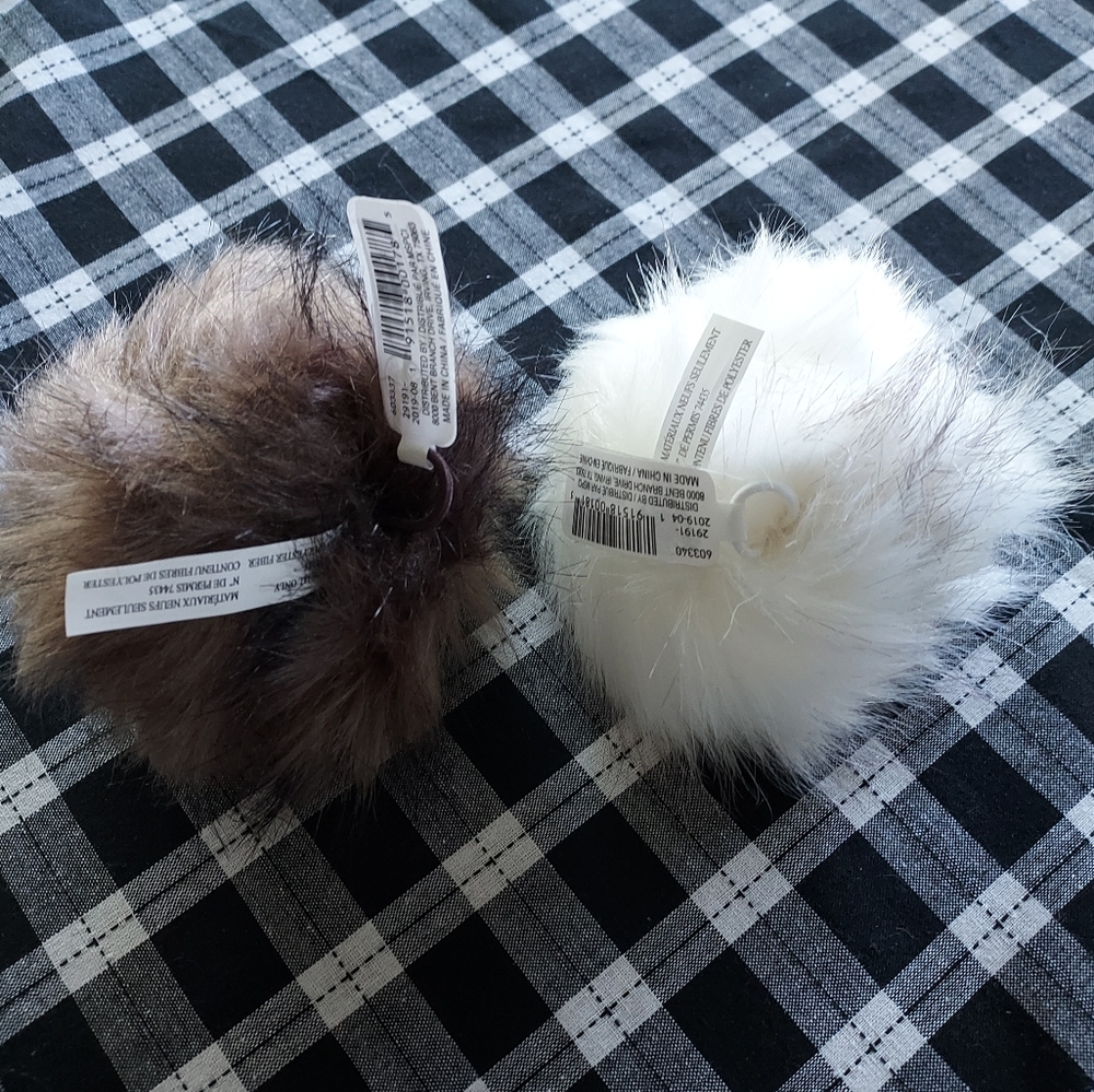 Faux Fur Pom Poms Loops & Threads - Lot of 2